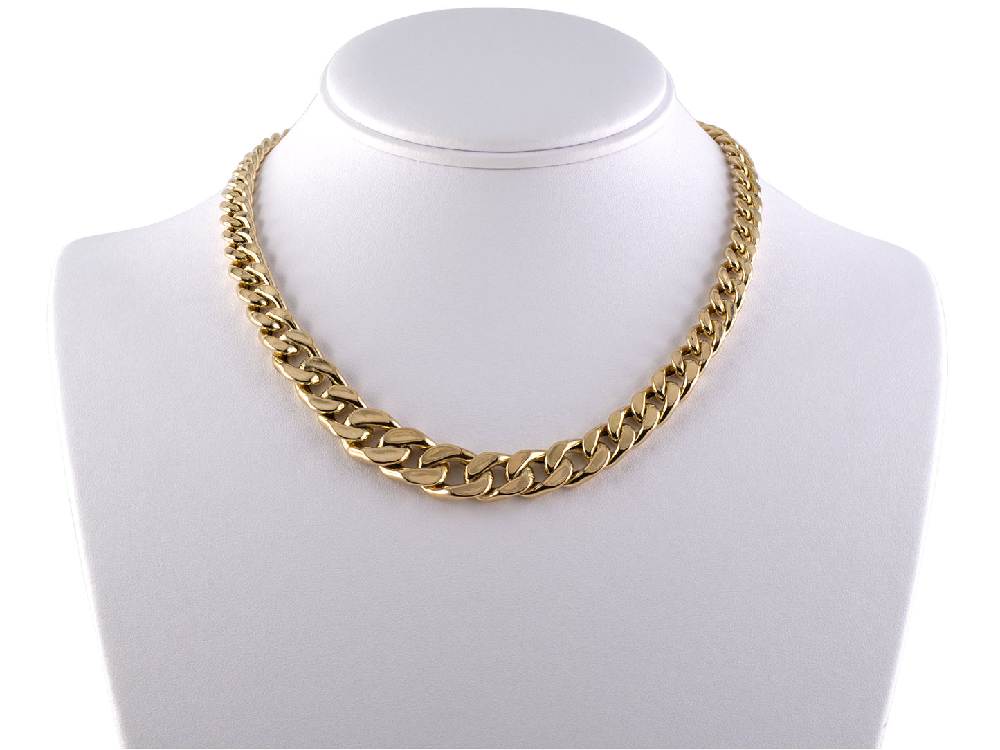 45225 - SOLD - Circa 1980s Italy Gold Tapered Hollow Curb Link Necklace