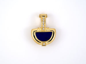 45226 - Gold Diamond Lapis Pearl Enhancer Pendant