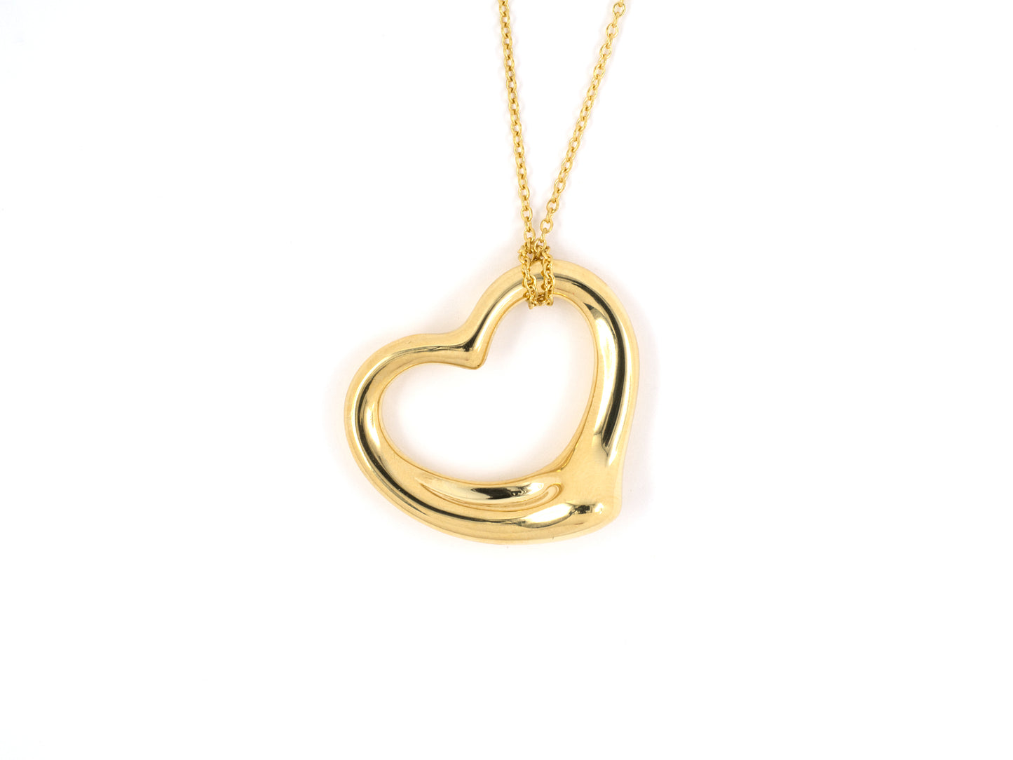 45228 - SOLD - Tiffany Peretti Spain Gold Open Heart Pendant Necklace