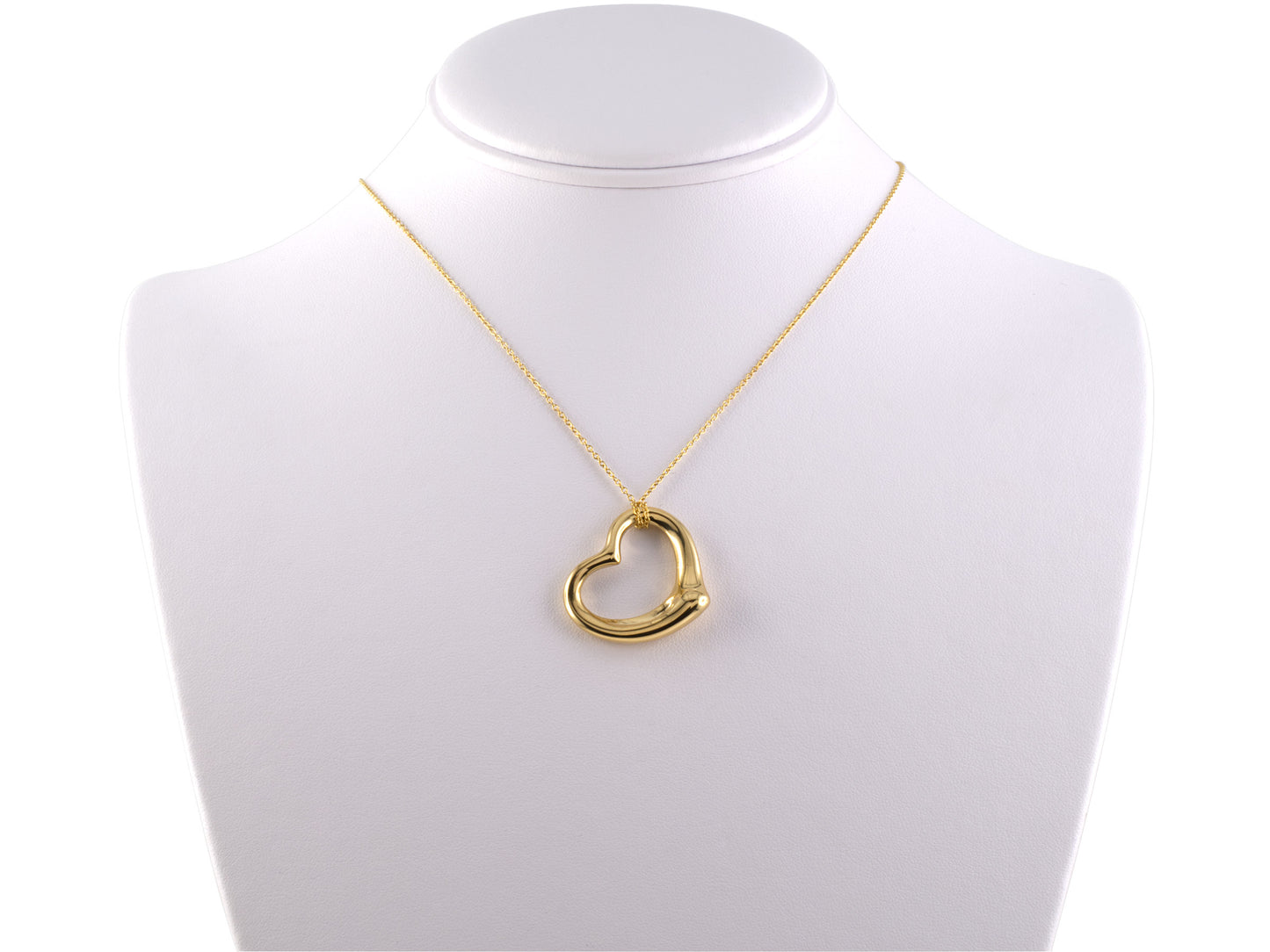45228 - SOLD - Tiffany Peretti Spain Gold Open Heart Pendant Necklace