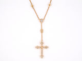 45229 - SOLD - Gold Diamond Cross Pendant Rosary Bead Necklace