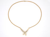 45233 - Gold Diamond V Drop X Ornament Necklace