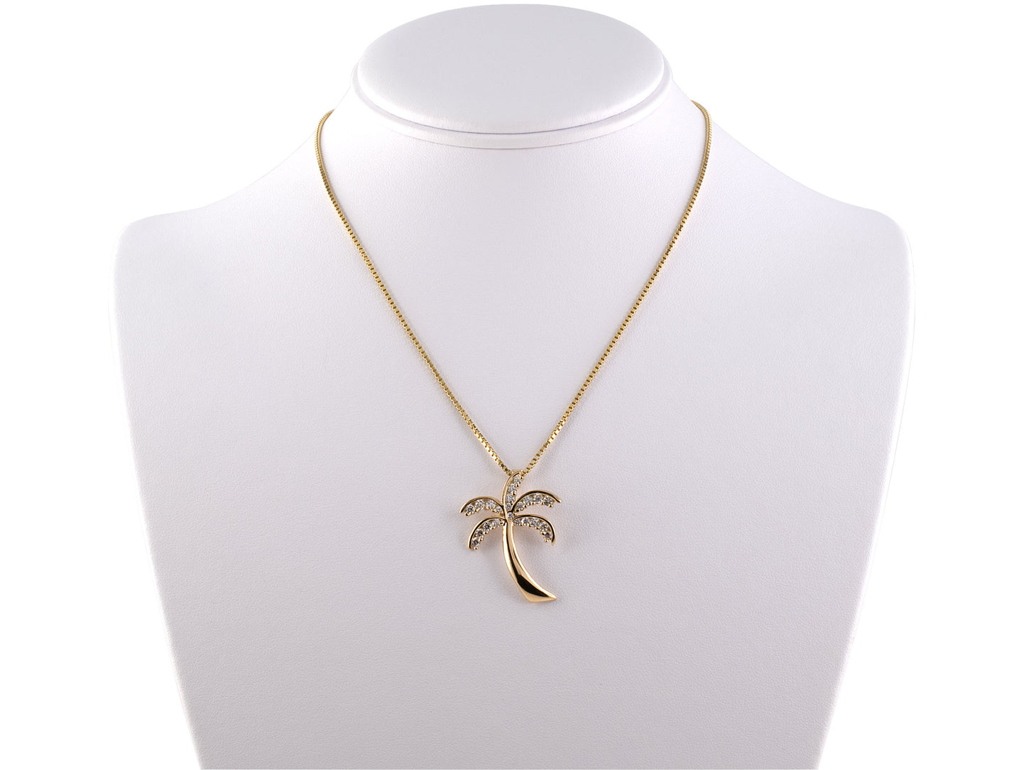 45234 - SOLD - Gold Diamond Hawaiian Palm Tree Pendant Necklace