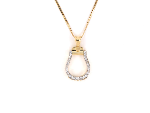 45237 - Gold Diamond Horseshoe Door Knocker Pendant Necklace