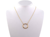 45238 - SOLD - Gold Diamond Sapphire Circle Pendant Necklace