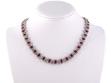 45241 - Platinum Burma Ruby Diamond Cluster Link Necklace