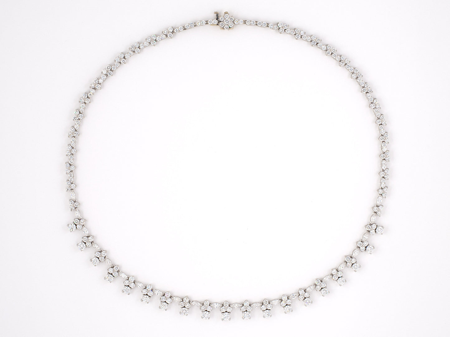 45242 - Platinum Diamond Cluster Link Festoon Style Necklace
