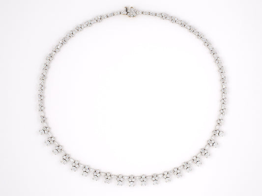 45242 - Platinum Diamond Cluster Link Festoon Style Necklace