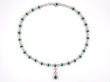 45243 - Platinum Emerald Diamond Oval Cluster With Removable Drop Pendant Necklace