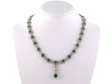 45243 - Platinum Emerald Diamond Oval Cluster With Removable Drop Pendant Necklace