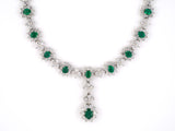 45243 - Platinum Emerald Diamond Oval Cluster With Removable Drop Pendant Necklace