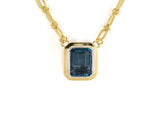 45245                - SOLD - Gold Aqua Bezel Set Tiered Pendant Necklace