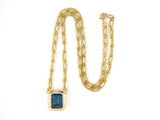 45245                - SOLD - Gold Aqua Bezel Set Tiered Pendant Necklace