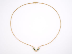 45247 - SOLD - Gold Diamond Emerald V Center Necklace