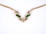 45247 - SOLD - Gold Diamond Emerald V Center Necklace