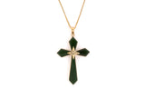 45248 - Gold Nephrite Cross Pendant Necklace