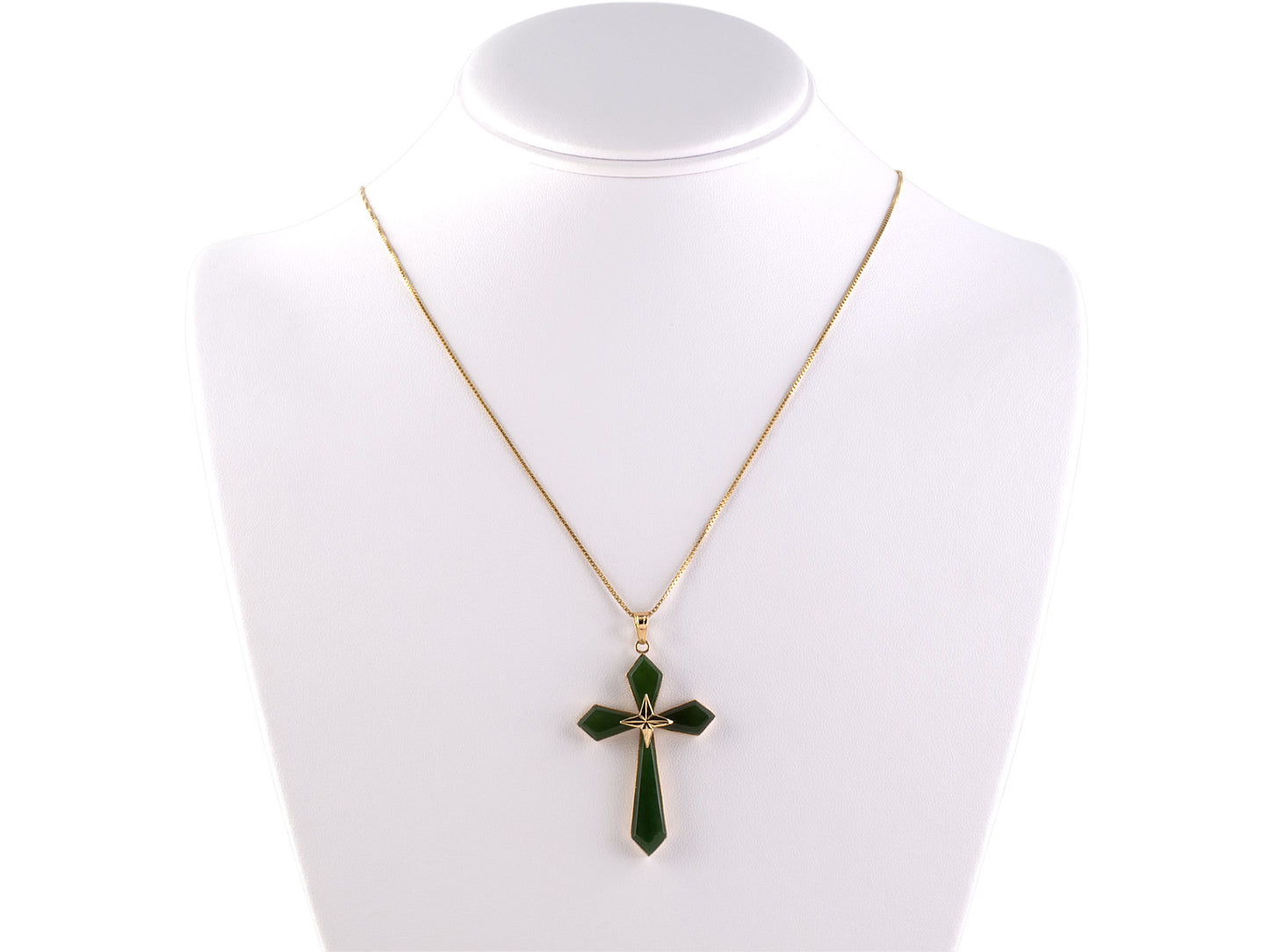 45248 - Gold Nephrite Cross Pendant Necklace