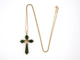 45248 - Gold Nephrite Cross Pendant Necklace