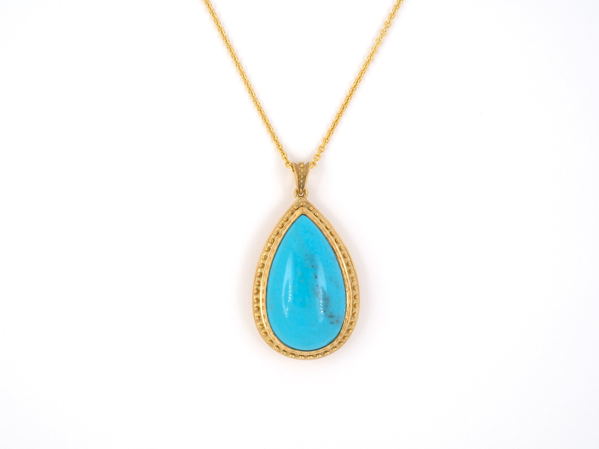 45249 - Gold Pear Shape Turquoise Pendant Necklace – Durland Co