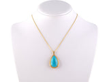 45249 - Gold Pear Shape Turquoise Pendant Necklace