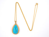 45249 - Gold Pear Shape Turquoise Pendant Necklace