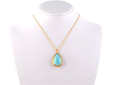 45250 - Gold Pear Shape Turquoise Pendant Necklace