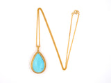 45250 - Gold Pear Shape Turquoise Pendant Necklace