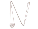 45252 - SOLD - Gold Diamond Ruby Drop Heart Shape Pendant Necklace