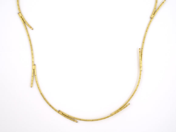 45259 - Gold Hollow Tubular Link Section Necklace Converts To 4 Strand Bracelet