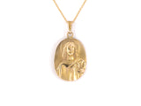 45261 - SOLD - Mexico Gold Mary And Jesus Religious Hollow Pendant Necklace