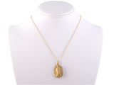 45261 - SOLD - Mexico Gold Mary And Jesus Religious Hollow Pendant Necklace