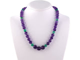 45263 - Art Deco Clasp Platinum Rose Cut Diamond Green Onyx Clasp With Amethyst Green Onyx Bead Necklace