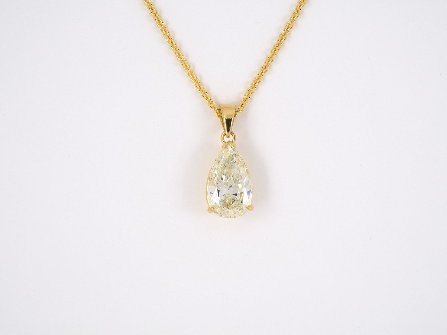 45264 - Gold Pear Shape GIA Diamond Solitaire Pendant Necklace