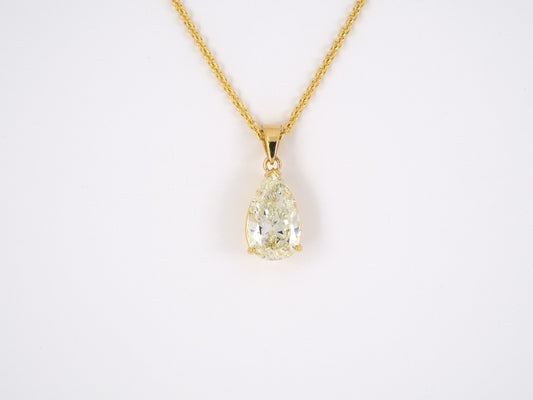 45264 - Gold Pear Shape GIA Diamond Solitaire Pendant Necklace