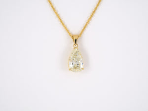 45264 - Gold Pear Shape GIA Diamond Solitaire Pendant Necklace