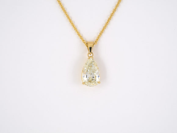 45264 - Gold Pear Shape GIA Diamond Solitaire Pendant Necklace