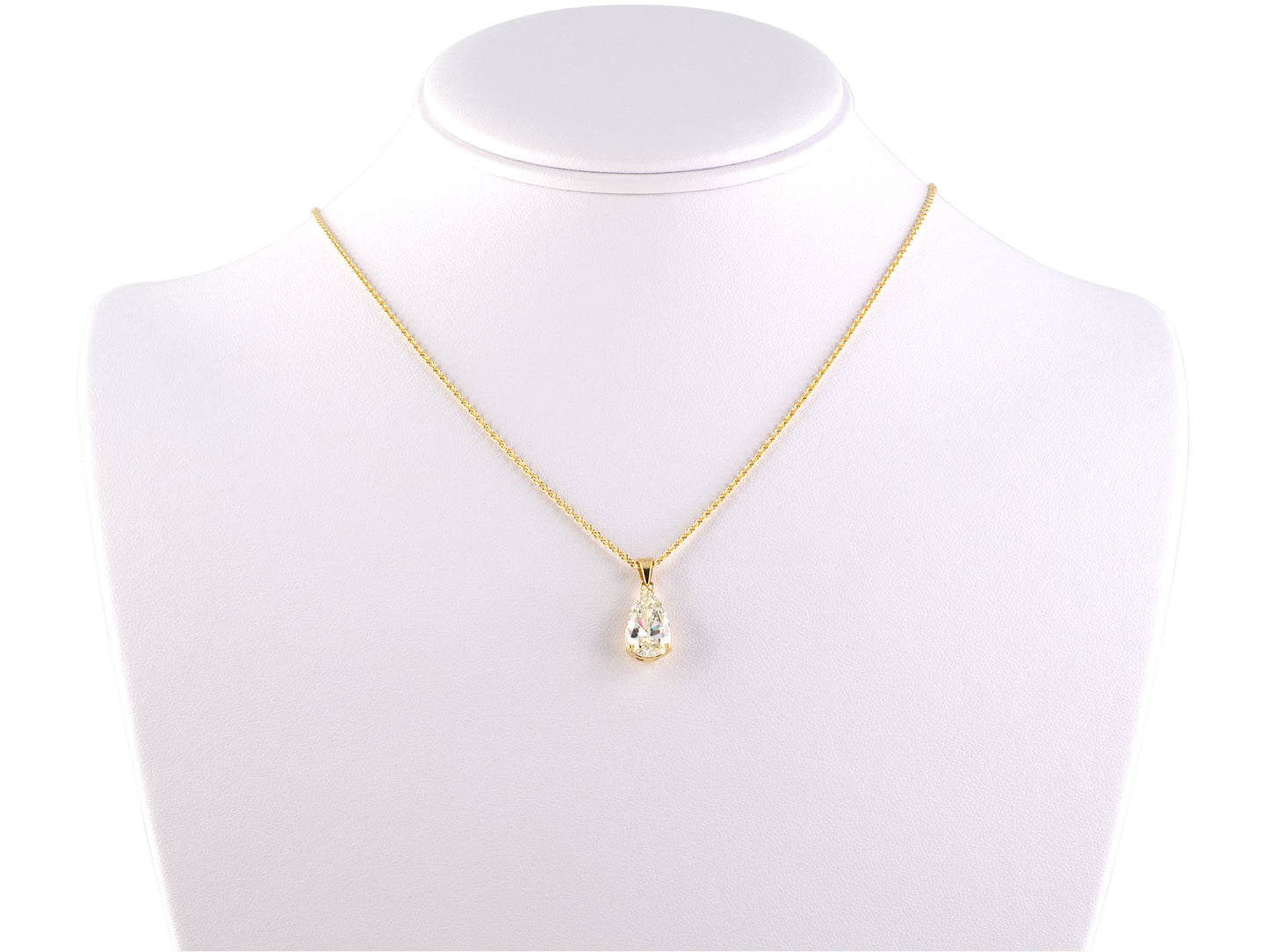45264 - Gold Pear Shape GIA Diamond Solitaire Pendant Necklace