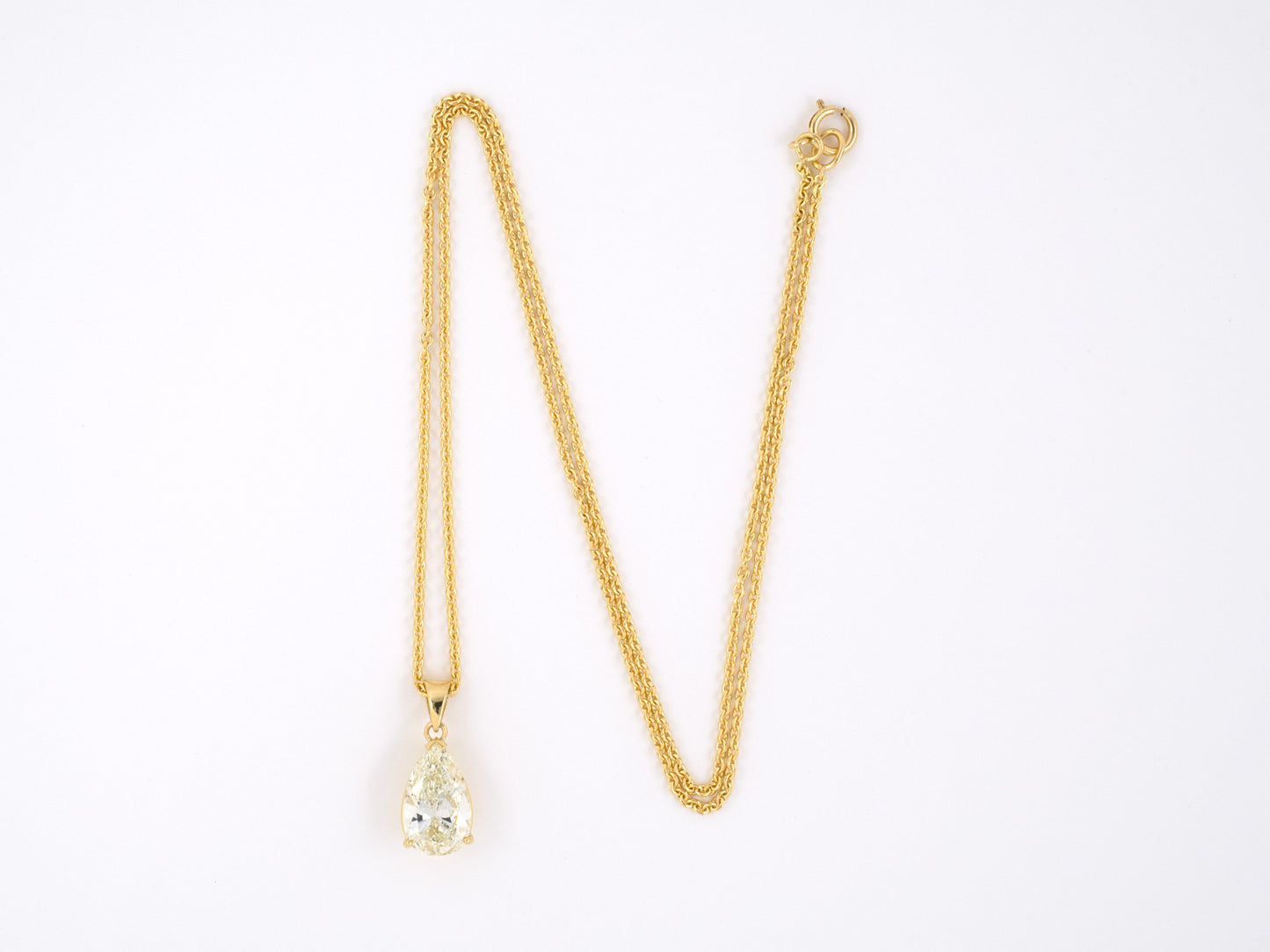 45264 - Gold Pear Shape GIA Diamond Solitaire Pendant Necklace