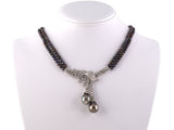 45268 - Gold Diamond South Sea Tahitian Pearl Drop 2 Strand Necklace