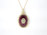 45271 - SOLD - Victorian Gold Platinum Diamond Purple Enamel Locket Pendant Necklace