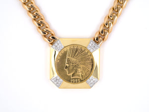 45278 - Cartier Gold Coin Diamond Pendant