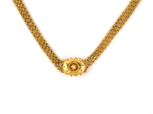 45281 - SOLD - Gold Pearl Cable Chain With Snap Swivel Slide Necklace