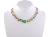 45282 - SOLD - Manfredi Italy Sterling Silver With Gold Green Onyx Choker Necklace
