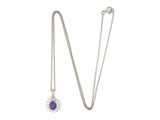 45287 - Platinum Diamond AGL Purple Sapphire Cluster Pendant Necklace