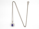 45288 - Platinum Diamond AGL Purple Sapphire Cluster Pendant Necklace