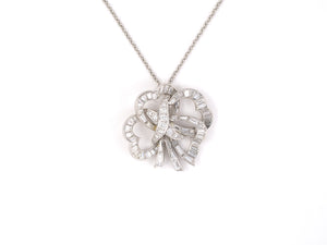 45289 - Circa 1950s Platinum Diamond Clover Shaped Heart Pendant Necklace