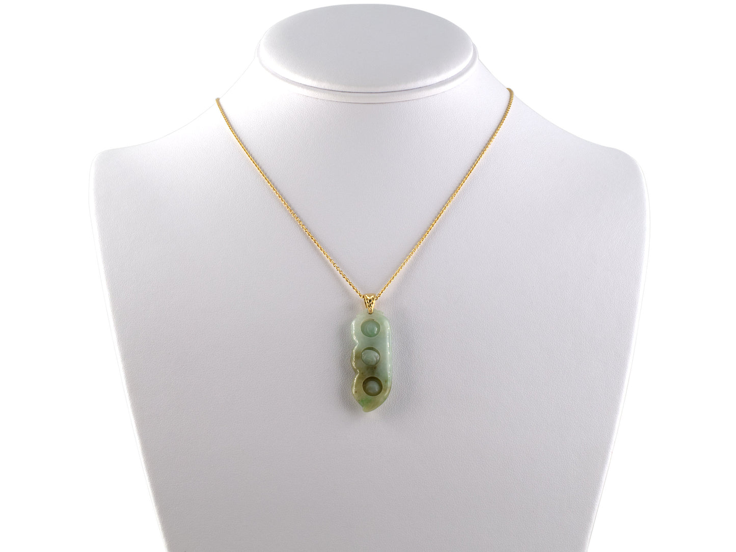 45293 - Gold GIA Jadeite Peapod Pendant Necklace With Chain