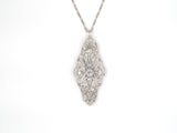 45294 - SOLD - Art Deco Platinum Diamond Filigree Pendant Necklace