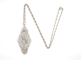 45294 - SOLD - Art Deco Platinum Diamond Filigree Pendant Necklace