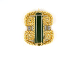 45301 - Circa1970 Webb Platinum Gold Diamond Nephrite Jade Hammered Pin Pendant